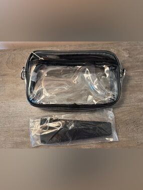 Clear PVC Crossbody with Black Trim and Strap